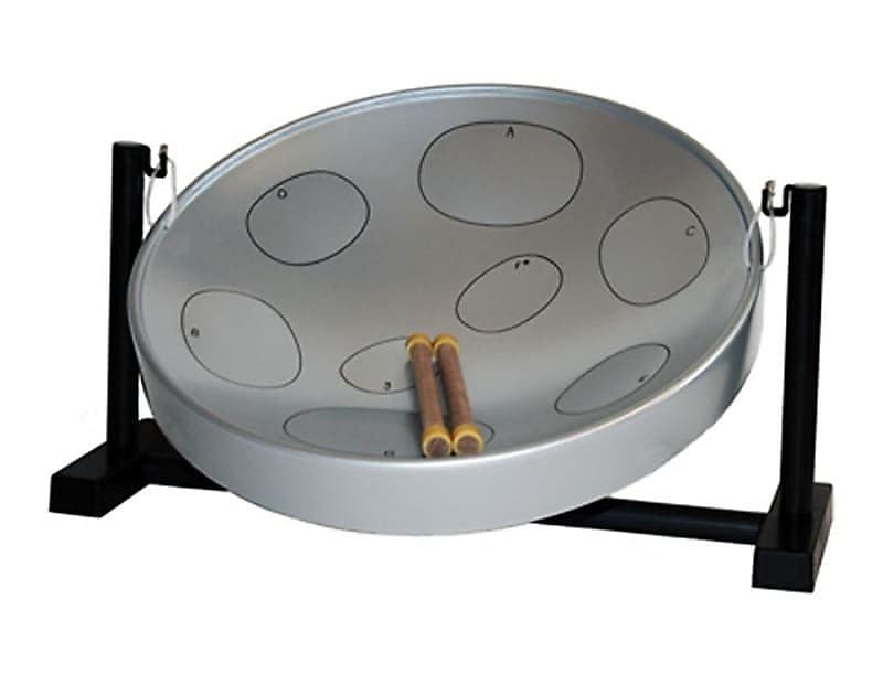 Kit listo para usar Panyard W1084 Jumbie Jam Silver Steel Drum Pan con soporte de sobremesa